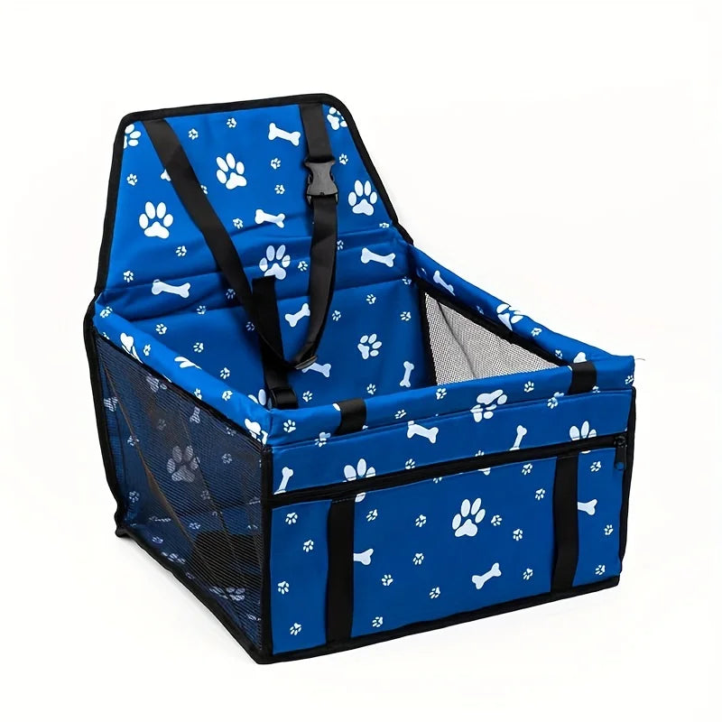 Dog Car Booster Seat, Oxford Breathable Folding Soft Washable Travel Bag For Cats, Pet Travel Carrier Bag With Safety Leash
