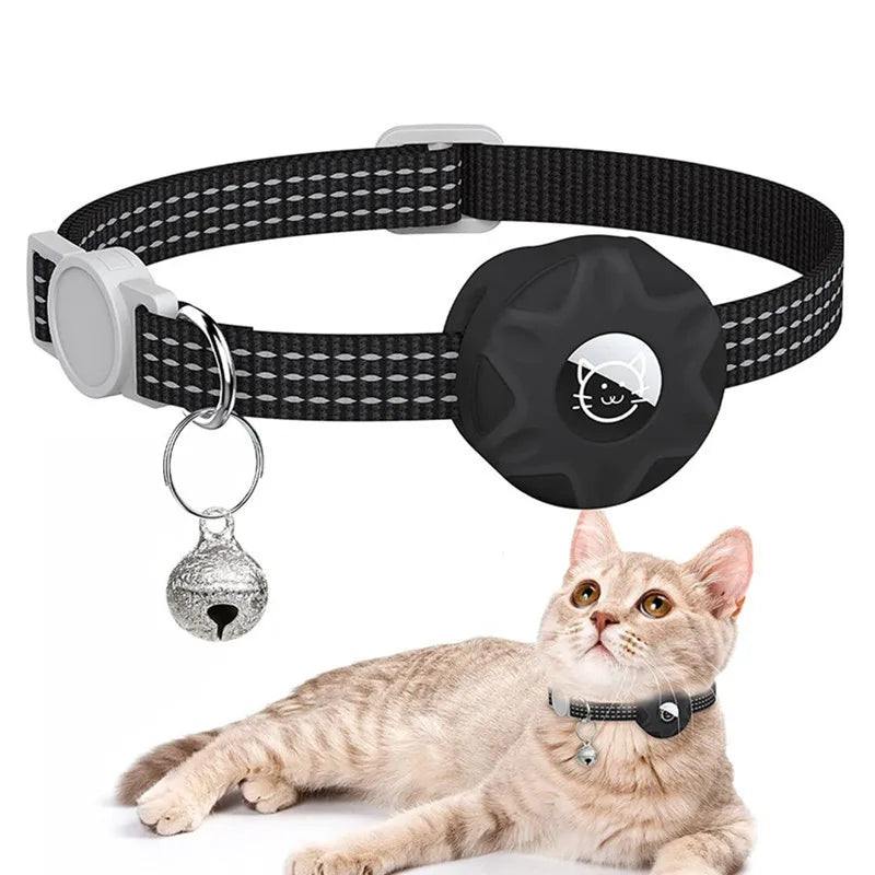 Airtag Cat Collar Positioning Tracker Silicone Sleeve Three Wire Reflective Bag Bell Dog Pet