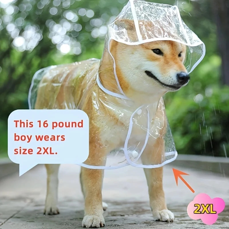 1pc Clear Transparent Hooded Pet Plastic Raincoat Poncho For Toy And Small Dogs And Cat Only Clothes