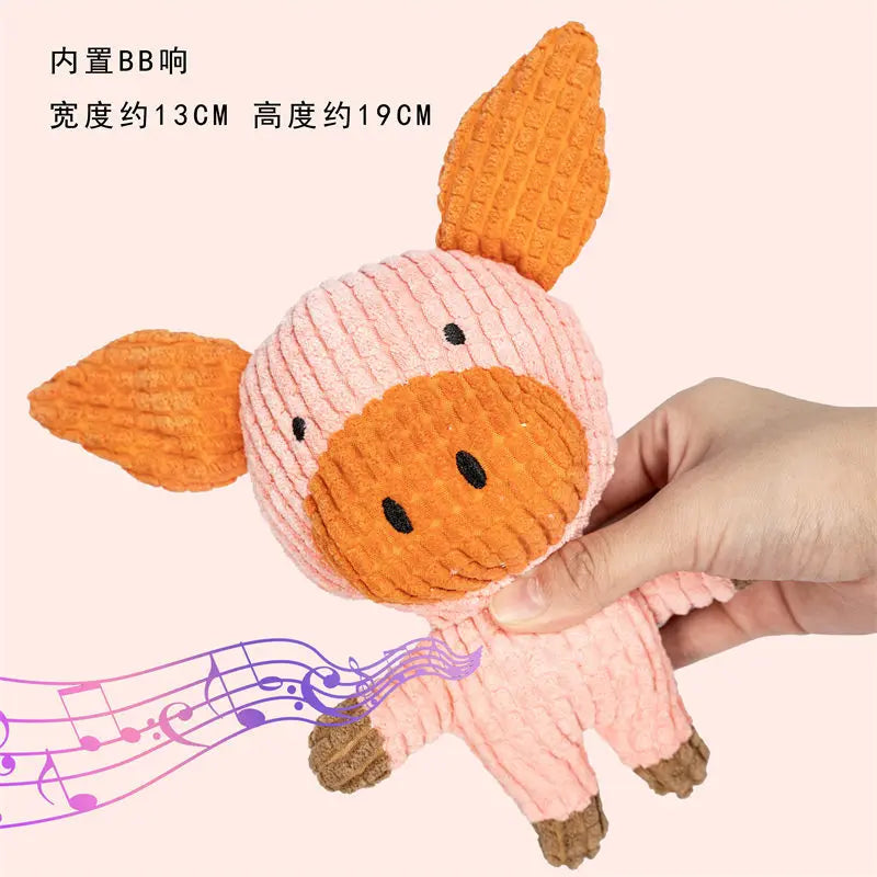 1pc Animals Design Pet Grinding Teeth Squeaky Plush Toy Durable Chew Toy For Dog Interactive Supply