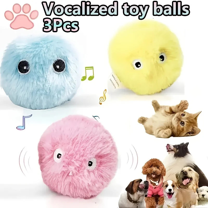 Fun Pet Toy Ball For Playtime And Exercise,Chirping Ball Interactive Cat Plush Toy Ball,Squeaky Sound Training Toy For Cats