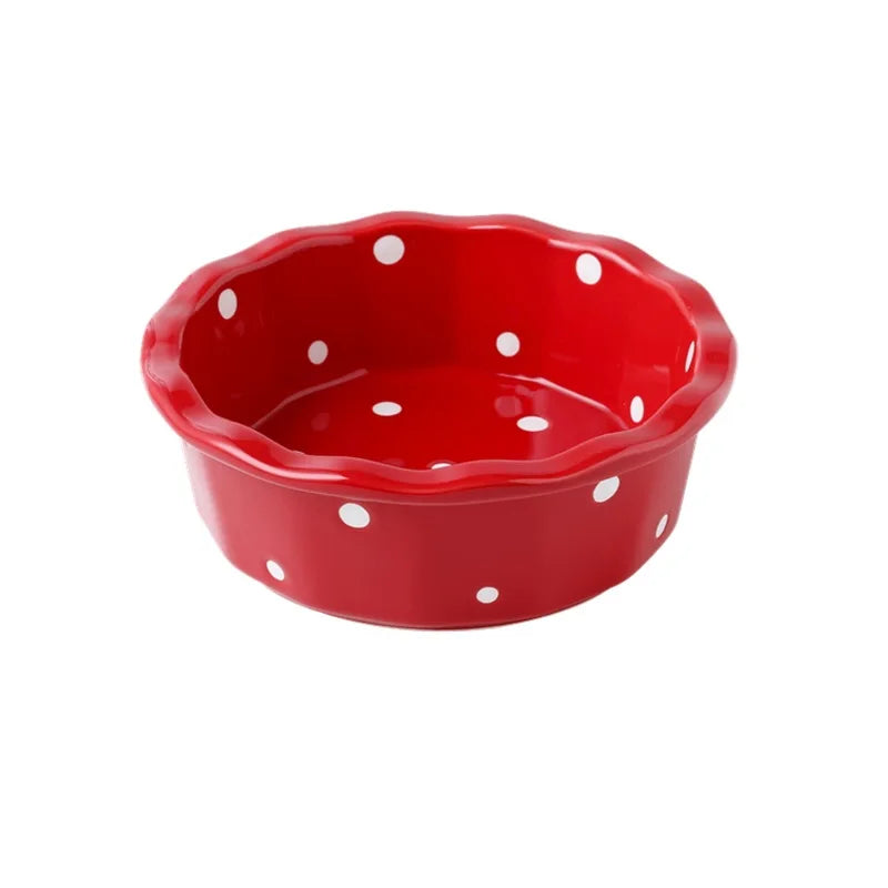 Mushroom ceramic cat bowl, shelf to protect the cervical vertebrae against black chin, cat food bowl small dog teddy inclined