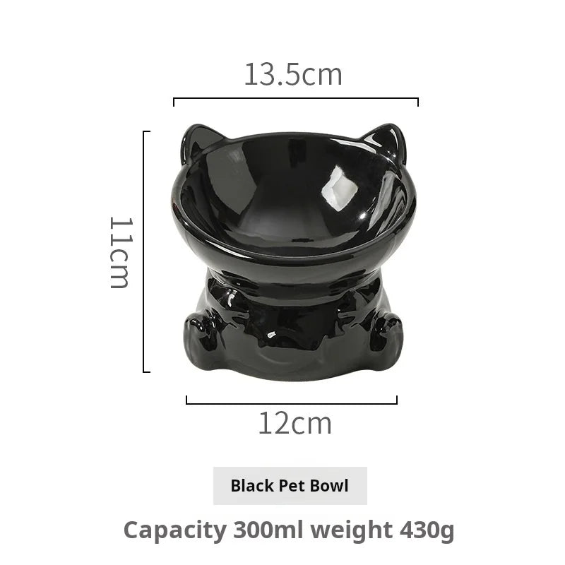 Ceramic cat food bowl dog bowl water bowl cat cute small fish supplies protection cervical spine double bowl pet bowl