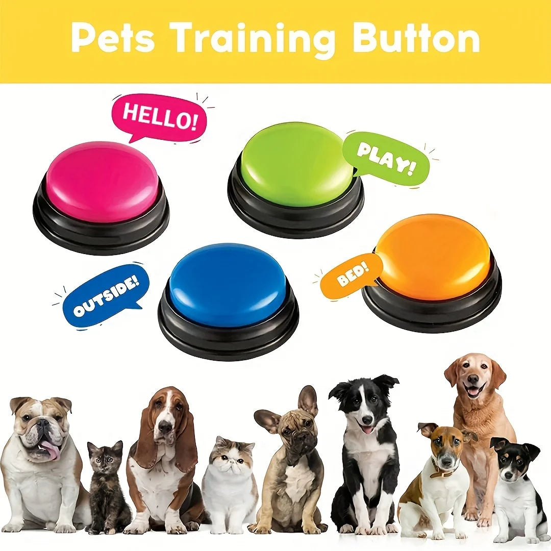 4pcs Dog Voice Recording Button, Pet Communication Training Buzzer, Teach Dog To Talk, No Battery
