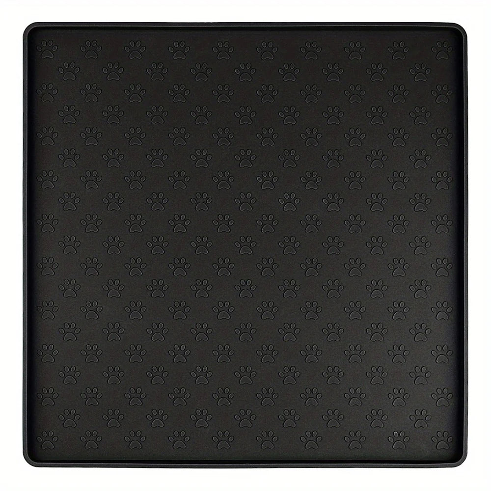 Pet Placemat Non Slip, Paw Print Design Keeps Floors Spotless Pets Content, Easy Clean Silicone mat